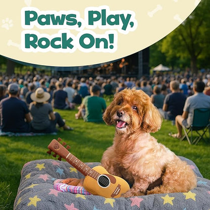 Acoustic Guitar Dog Toy – Funny Birthday & Easter Basket Dog Gift, Interactive Squeaker & Crinkle, Plush & Cute, Fun and Engaging Puppy Present