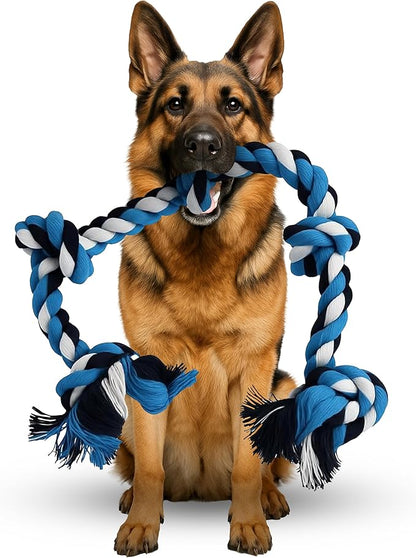 Pup Quartet Dog Rope Toy for Aggressive Chewers – 36-Inch Tug of War Dog Toy – 5-Knot Heavy Duty Rope Toys for Dogs – Virtually Indestructible Chew Toys for Medium & Large Dogs