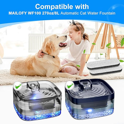 8PCS Dog Water Filter Compatible with MAILOFY WF100 256oz/2Gal/8L Large Automatic Pet Water Dispenser, Automatic Cat Bowl Filter Replacement for Dog Watering Dispenser for Large Dogs