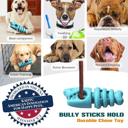 KADTC 2 in 1 Extra-Large Size Durable Dog Bully Stick Holder and Indestructible Fish Bone Chew Toy for Medium/Large Aggressive Chewers Breed Dogs