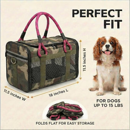 Soft-Sided Dog & Pet Carrier | for Car Rides, Trains, Errands & Daily Outings | Fits Pets Up to 15 lbs | 18" L x 11.5" H | Yorkies, Chihuahuas, Toy Poodles, Maltese & More