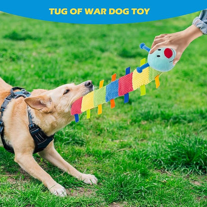 PAWCHIE Dog Toys for Large Dog, Tug of War Dog Toy with 7 Squeakers to Keep Them Busy, Squeaky Dog Toys No Stuffing Plush Toy for Dogs, Chew Toys with Crinkle Paper for Teething & Chewing