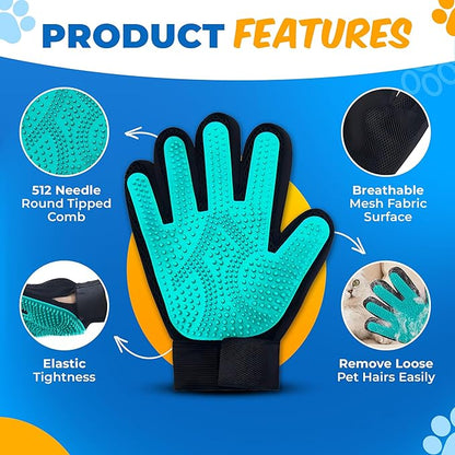 Ultimate Pet Hair Remover Kit – Pet Hair Removal Glove + Lint Roller Brush + Deep-Removal Tool – for Sofa, Furniture & Car Seats – Dog Grooming Gloves for Shedding, Dogs & Cats