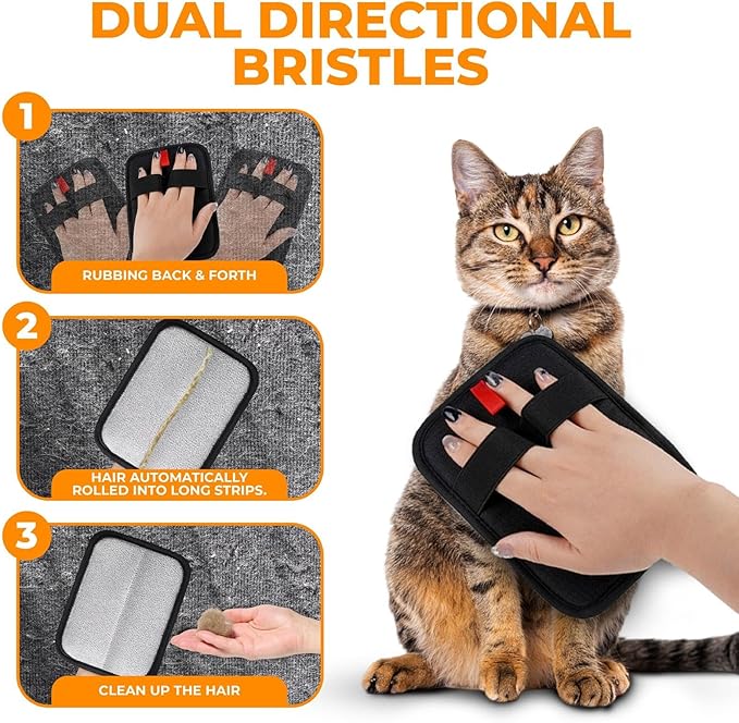 2Pcs Pet Hair Removal Gloves for Cats & Dogs - 2025 New Upgraded, Reusable Efficient Grooming Glove for Pet Hair,Pet Hair Remover Tool for Clothing, car seat, Couch,Carpet.