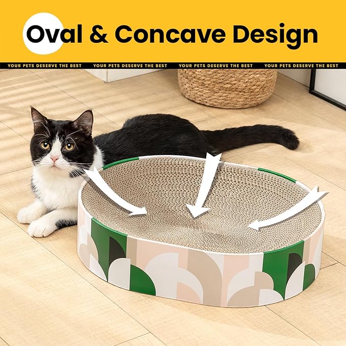 Cat Scratcher Cardboard,2 in 1 Oval Cat Scratch Pad Bowl for Indoor Kitty Grinding Claw,Round Kittens Scratching Board Corrugated Lounge Pet Beds&Furniture Protector for Couch&Carpets&Sofas