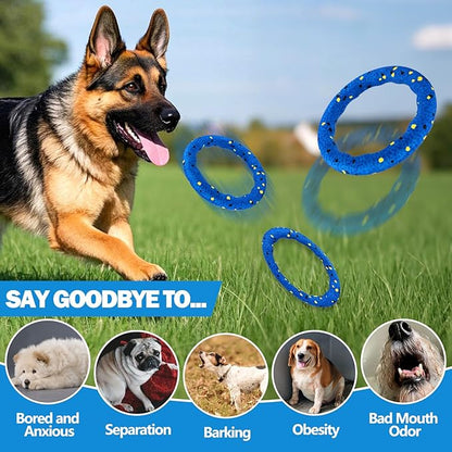 Mity rain Floating Dog Toys –E-TPU Water Pool Fetching Toy with Rope for Small Medium Large Pet, Ring Shape Indestructible Interactive Dog Chew Toys for Summer Outdoor Training Fun (Blue)