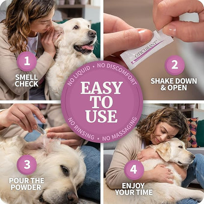 Pet Ear Powder for Dogs | No More Itching, Scratching or Bad Smell | Reduces Waxy Build Up | No Cleaning Solution Drops or Wash Needed | 26 Easy-Dose Packets