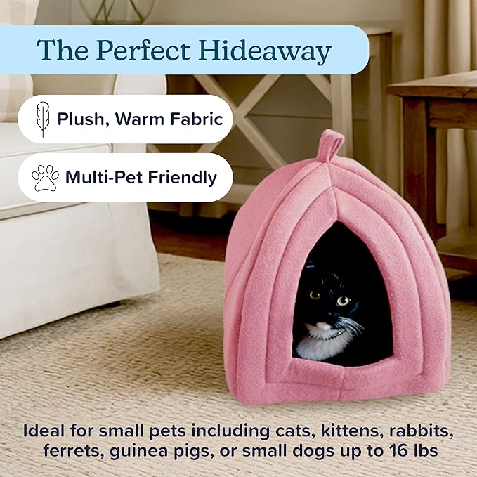 PETMAKER Indoor Cat House with Removable Foam Cushion for Cats, Kittens, Small Dogs & Small Pets, Plush Pet Bed Crate Tent Hideaway with Cozy Soft Interior, Small Animal Sleep & Rest Space