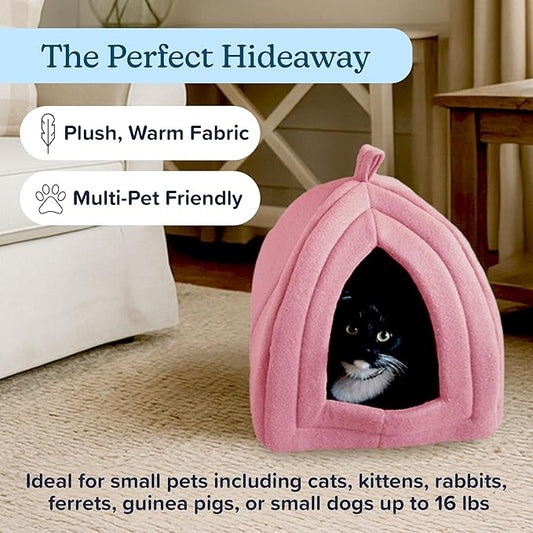 PETMAKER Indoor Cat House with Removable Foam Cushion for Cats, Kittens, Small Dogs & Small Pets, Plush Pet Bed Crate Tent Hideaway with Cozy Soft Interior, Small Animal Sleep & Rest Space
