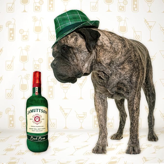 Bark Bros - Liquor Bottle Dog Toy - Plush Squeaky Dog Toys Funny Drink Parody - Alcohol Dog Toy - Dog Birthday Toy - Cute Dog Toys - Puppy Gifts - Puppy Stuff - Dog Stuff (Large, Jamuttson)