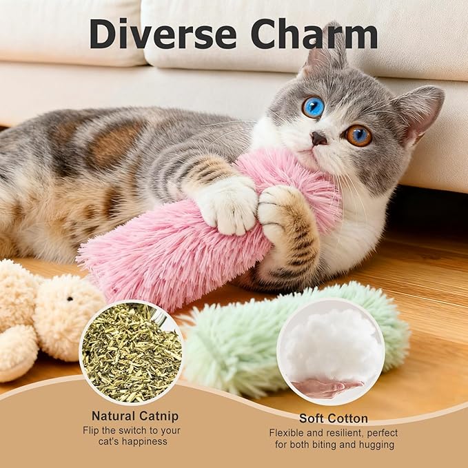 Cat Toys Pillows 6Pcs Catnip Kicker Toys for Cats Promotes Kitty Exercise
