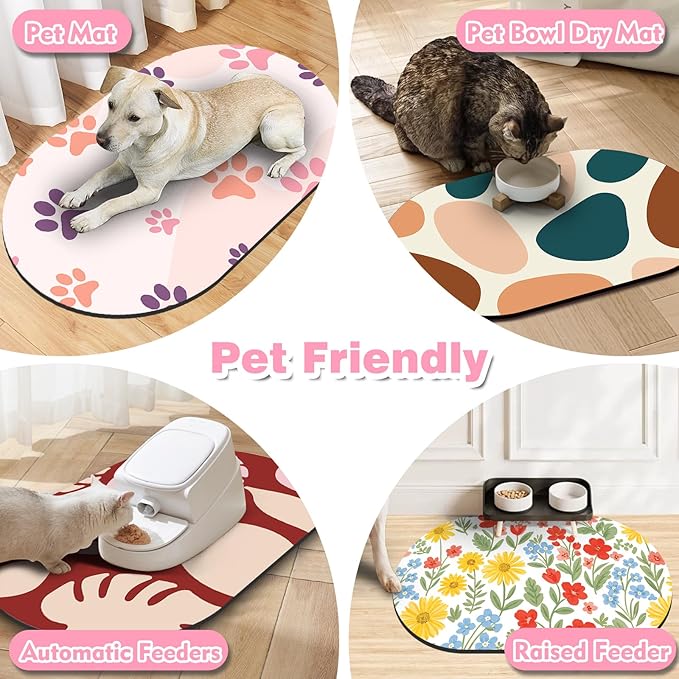 Large Pet Feeding Mat – 28''x17'' Absorbent Dog Mat for Food and Water, Easy Clean Cat Dog Water Bowl Mat, Non-Slip Pet Water Mat Protect Floor, Fit with Automatic Feeders and Double-Bowl