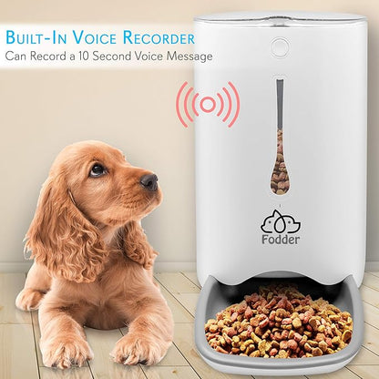 SereneLife 7QT Smart Automatic Pet Feeder - Electronic Digital Dry Food Dispenser for Cats and Dogs with Built-in Microphone, Voice Recorder, Timer Programmable, Optional Battery Operation