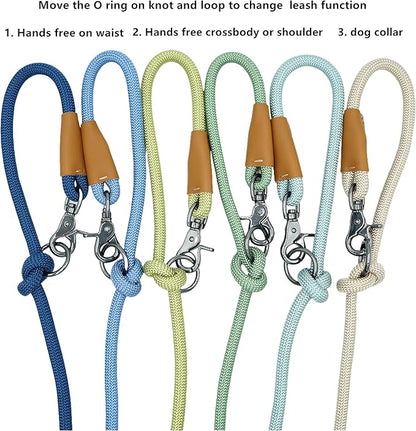 8FT Hands Free Dog Rope Leash, Waist Body Running Leash for Dog Walking (Harbor Gray, 8FTx10MM)