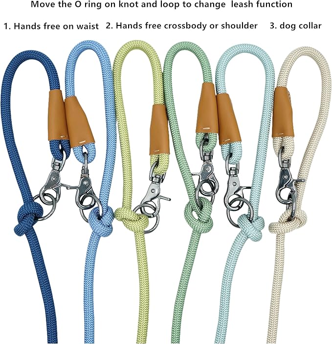 8FT Hands Free Dog Rope Leash, Waist Body Running Leash for Dog Walking (Sage Green, 8FTx10MM)