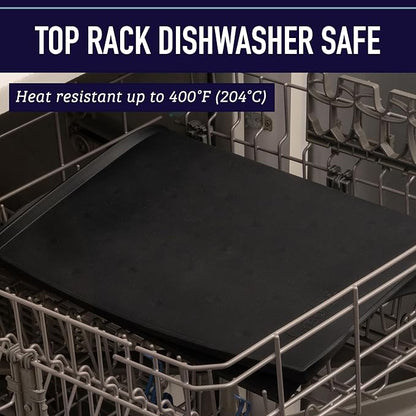 Leash Boss Dog Food Mat - 2-Pack, Waterproof Cat & Dog Bowl Mat for Food and Water, Silicone Pet Feeding Mats for Floors, Non-Slip Placemat with High Edges, Puppy Essentials (Small: 18"x11", Black)