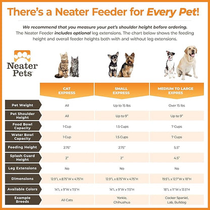 Neater Feeder Express Mess Proof Dog Bowls Elevated for Small Breeds Under 15 Lb, Made in USA, No Spill Raised Dog Food Bowl Stand, Stainless Steel Food and Water Bowl Set, Feeding Station, Pink
