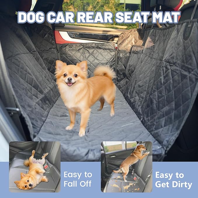 Dog Car Seat Cover for Back Seat, Waterproof Auto Backseat Hammock for Small & Large Dogs,Washable Rear Seat Pet Cover Protector Accessories for Cars, Trucks, SUVs