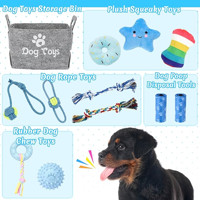 12 Pack Puppy Teething Toys Set - Small Breed Chew Toys with Storage Case, Suitable for Puppies 8 Weeks
