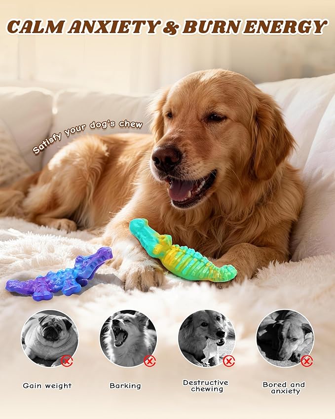 Tough Dog Toys for Aggressive Chewers 2 Pack, Indestructible Dog Toy for Large Dogs, Durable Dog Toys to Keep Them Busy for Large Breed, Teeth Cleaning and Training, Bacon Flavor