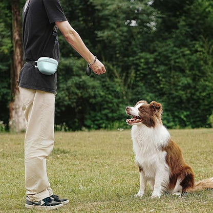 Pet Training Snack Pouch with Clicker 2.0 Upgraded Magnetic Closure, 1.66 Cup Silicone Belt for Dog Treats，Perfect for Exercising and Walking