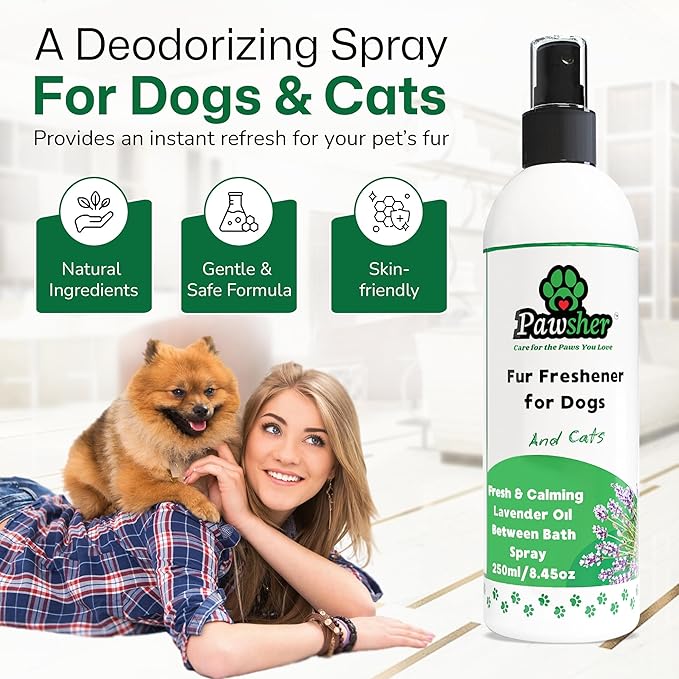 Lavender Dog Perfume Spray – Long-Lasting Dog Cologne & Deodorizing Spray for Dogs and Cats, Helps Eliminate Odor Between Baths, Gentle Grooming Freshener for Sensitive Skin – 8.45 oz