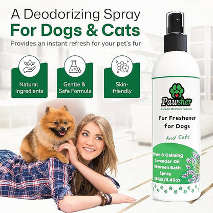Lavender Dog Perfume Spray – Long-Lasting Dog Cologne & Deodorizing Spray for Dogs and Cats, Helps Eliminate Odor Between Baths, Gentle Grooming Freshener for Sensitive Skin – 8.45 oz