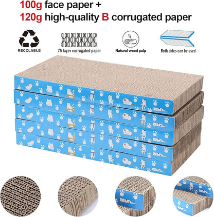 5 Packs in 1 Cat Scratch Pad, Cat Scratcher Cardboard,Reversible,Durable Recyclable Cardboard, Premium Scratch, Suitable for Cats to Rest, Grind Claws and Play