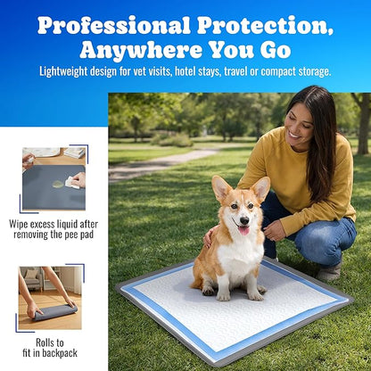 TidyFriend Dog Pee Pad Holder Tray - Fits Up to 24” x 24” Pee Pad Holder for Dogs - Stable Grip, Raised Edges, Quick-Wipe Silicone Surface Dog Pad Holder for Indoor Flooring Protection (Dark Grey)