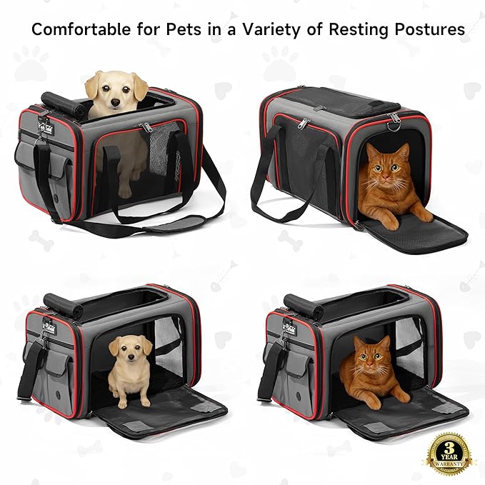 EliteField Soft-Sided Pet Carrier (3-Year Warranty, Airline Approved), Foldable Travel Bag with Removable Fleece Bed for Dogs, Cats & Small Pets, Scratch-Resistant Mesh