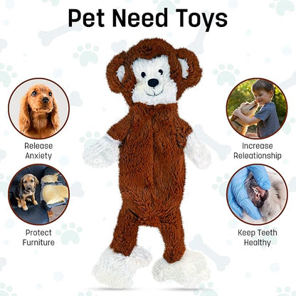 FGA MARKETPLACE Monkey-Grey Rabbit Flat NO Stuffing NO Squeak Plush Dog Toy, Funny Style Will Entertain Your Pet for Hours, Recommended for Small and Medium Dog 21 INCH Long