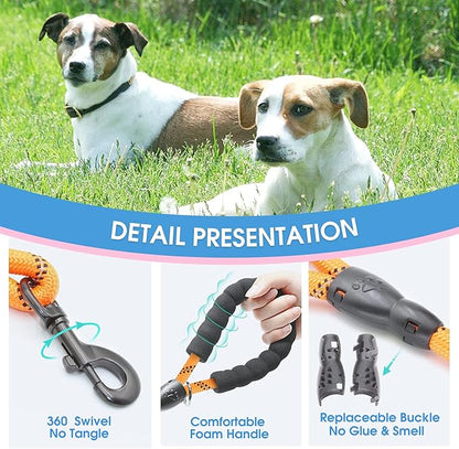 BAAPET 2/4/5/6 FT Dog Leash with Comfortable Padded Handle and Highly Reflective Threads for Small Medium and Large Dogs (2FT-1/2'', Orange)