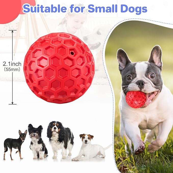 Indestructible Squeaky Dog Balls Puppy Toys, Interactive Dog Toys for Small Dogs, Puppy Chew Toys for Teething and Relax, Dog Chew Toy Balls Small Dog Toys for Small Breed, Outdoor Dog Toys