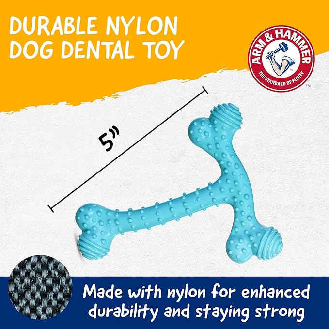 Arm & Hammer Nubbies T-Bone Dental Dog Chew Toy with Peanut Butter Flavor, Textured Chew Toy Designed to Help Clean Teeth and Support Oral Care for Dogs Up to 35 lbs - 24 Pack