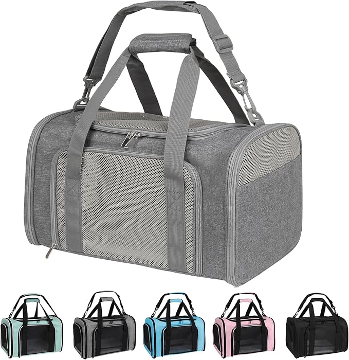 Carriers Soft-Sided Large Pet Carrier for Cats Dogs Small Animals Up to 35Lbs,Top Load Carrier,Ventilated Design,Portable Cat Carrier Airline Approved(X-Large, Grey)