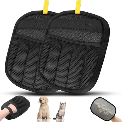 Pet Hair Removal Glove for Dogs and Cats, 2PCS Upgrade Reusable Electrostatic Gloves for Deshedding, Washable Cat Grooming Brush Five-Finger Magic Gloves for Clothing Carpet Sofa Car Seat