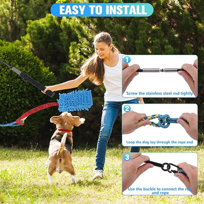 BINGPET Flirt Pole for Dogs,Interactive Dog Toys for Large Medium Small Dogs Chase and Tug of War,Durable Dog Teaser Wand Flirt Pole with Lure Chew Rope Toys for Outdoor Exercise & Training