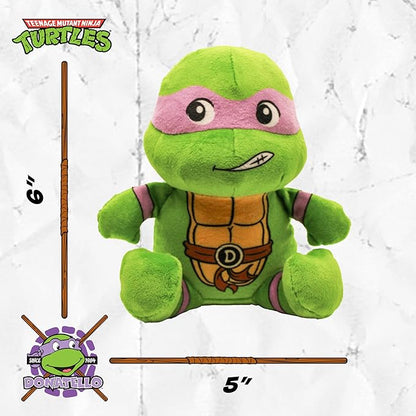 Teenage Mutant Ninja Turtle Official Merchandise | TMNT Toys Squeaky Plush Dog Toy | Stuffed Animal Turtle Squeaks for Interactive Play | 4-Pack Donatello, Michelangelo, Raphael, & Leonardo