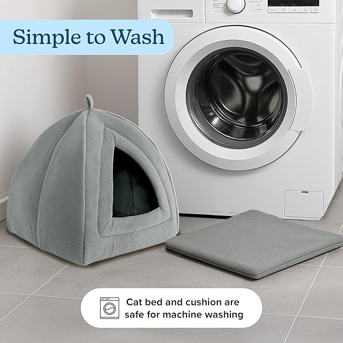 PETMAKER Indoor Cat House with Removable Foam Cushion for Cats, Kittens, Small Dogs & Small Pets, Plush Pet Bed Crate Tent Hideaway with Cozy Soft Interior, Small Animal Sleep & Rest Space