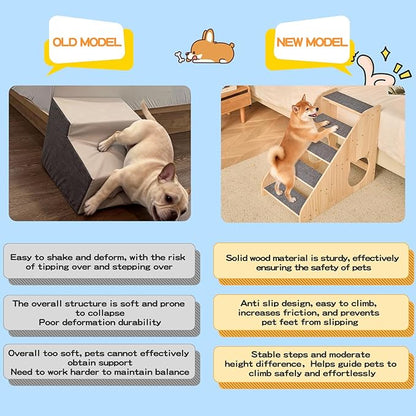 Dog Stairs for Small Medium Large Dogs 22.44" H Load Capacity 150lbs Solid Wood Non-Slip Sturdy Pet Steps for Bed & Couch 5 Step 15.75 * 27.56 * 22.44"