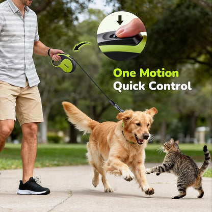 Pecute Retractable Dog Leash with Chew Proof Cable - 18,2 ft Heavy Duty Retractable Pet Leash with Dispenser and Poop Bags, Anti-Slip Handle, Reflective Leashes for Small Medium Dog Up to 66 lbs