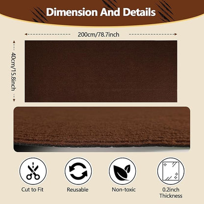 Cat Scratch Furniture Protector, 78.7"x15.8" Self Adhesive Cat Scratch Mat Pad,Cut to Fit DIY Replacement Carpet for Tree,Wall,Bed,Door, Couch Protector (Brown)