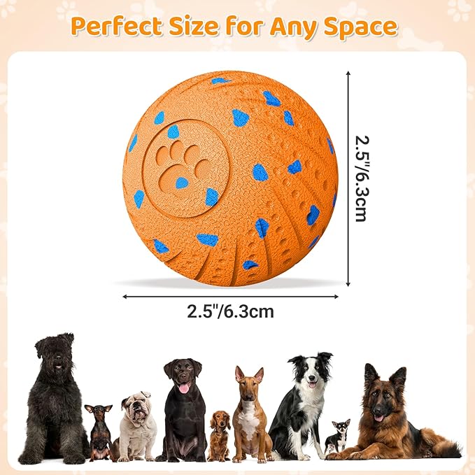 Self-Moving Dog Toy Ball for Small Medium Dogs, 6In Automatic Rolling Bouncing Vibrating Dog Ball, E-TPU Chew-Proof Waterproof, Anxiety Relief Boredom Buster for Indoor Outdoor, O18-Orange