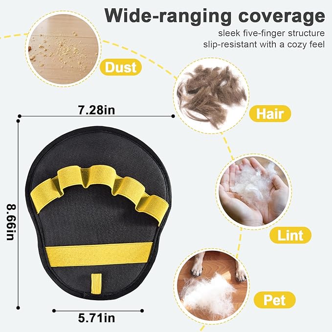 Pet Hair Fur Removal Mitt Glove for Cats Dogs 5-Finger Electrostatic Reusable Pet Hair Remover Brush Tool for Couch Furniture Carpet Laundry Clothing