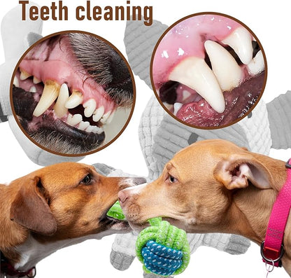 12 Pack Dog Squeaky Toys, Interactive Plush Chew Toys with Rope, Puppy Teething Toys Bundle for Small & Medium Dogs, Cute Soft Dog Toys to Keep Pets Busy