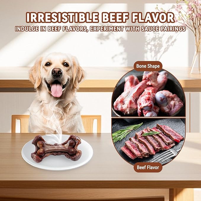 Magicorange Tough Dog Toys, Chew Toys for Aggressive Chewers, Dog Bone Toy Nylon Almost Indestructible Dogs Toy for Teeth Cleaning and Training (Brown
