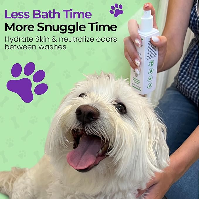 Hydrating Daily Dog Deodorant Spray – Gentle Between Bath Cleansing & Deodorizing Spray for Grooming Dry & Sensitive Skin – Extends Between Bath Time During Cold Weather
