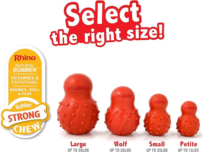Nylabone Treatin' Cone Strong Stuffable Chew Toy for Dogs, Natural Rubber Fillable Treat Toy, Treat Dispensing Dog Toy, Bacon Flavor, Medium Dogs- Up to 35 lbs, 1 Count