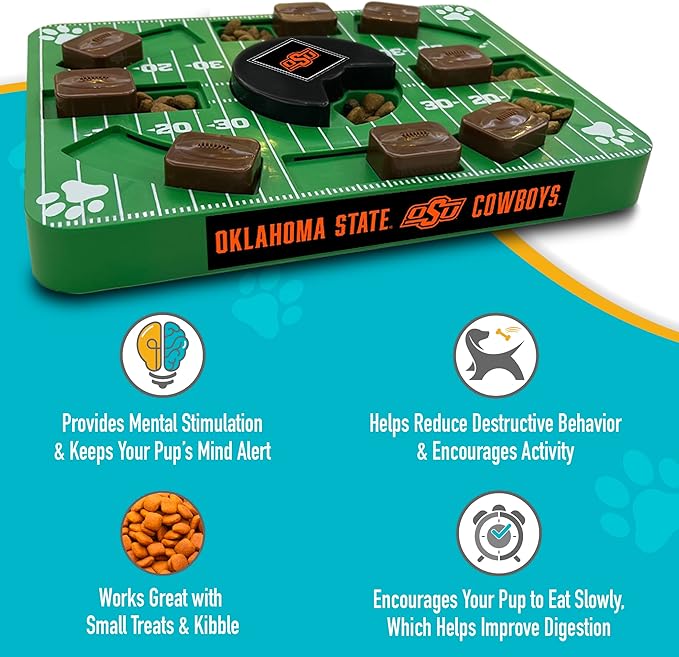 NCAA Puzzle Toy Slow Feeder, Puzzle Treat Dog Toy, Interactive Dog Treat Toy, Dog Puzzle Feeding Slow Toy (Oklahoma State Cowboys)