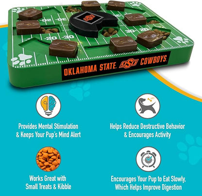 NCAA Puzzle Toy Slow Feeder, Puzzle Treat Dog Toy, Interactive Dog Treat Toy, Dog Puzzle Feeding Slow Toy (Oklahoma State Cowboys)